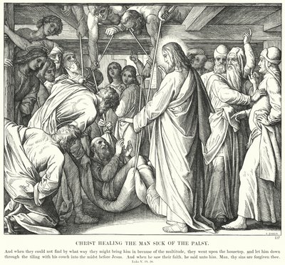Chrystus uzdrawiający człowieka chorego na porażenie (rycina) autorstwa Julius (after) Schnorr von Carolsfeld
