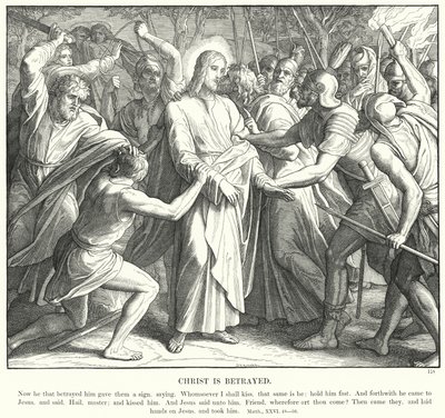 Chrystus jest zdradzony (rycina) autorstwa Julius (after) Schnorr von Carolsfeld