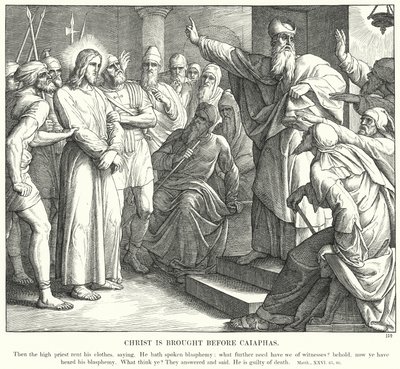 Chrystus jest przyprowadzony przed Kajfasza (rycina) autorstwa Julius (after) Schnorr von Carolsfeld