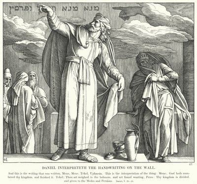 Daniel interpretuje pismo na ścianie (rycina) autorstwa Julius (after) Schnorr von Carolsfeld