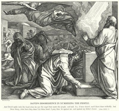 Nieposłuszeństwo Dawida w liczeniu ludzi (rycina) autorstwa Julius (after) Schnorr von Carolsfeld