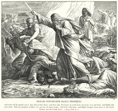 Eliasz przekonuje proroków Baala (rycina) autorstwa Julius (after) Schnorr von Carolsfeld