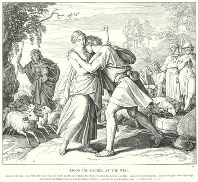 Jakub i Rachela przy studni (rycina) autorstwa Julius (after) Schnorr von Carolsfeld