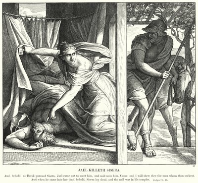 Jael Killeth Sisera (rycina) autorstwa Julius (after) Schnorr von Carolsfeld