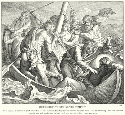 Jezus śpi podczas burzy (rycina) autorstwa Julius (after) Schnorr von Carolsfeld