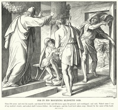 Hiob w swojej żałobie błogosławi Boga (rycina) autorstwa Julius (after) Schnorr von Carolsfeld