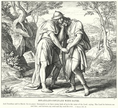 Przymierze Jonatana z Dawidem (rycina) autorstwa Julius (after) Schnorr von Carolsfeld