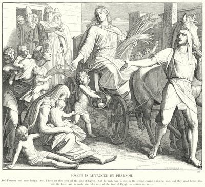 Józef jest zaawansowany przez faraona (rycina) autorstwa Julius (after) Schnorr von Carolsfeld