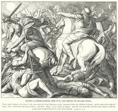 Joshua nakazuje Słońcu i Księżycowi stać w miejscu (rycina) autorstwa Julius (after) Schnorr von Carolsfeld