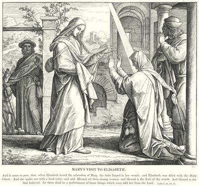 Wizyta Maryi u Elżbiety (grawerowanie) autorstwa Julius (after) Schnorr von Carolsfeld