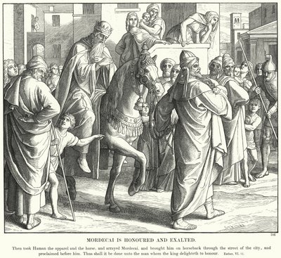 Mordechaj jest uhonorowany i wywyższony (rycina) autorstwa Julius (after) Schnorr von Carolsfeld