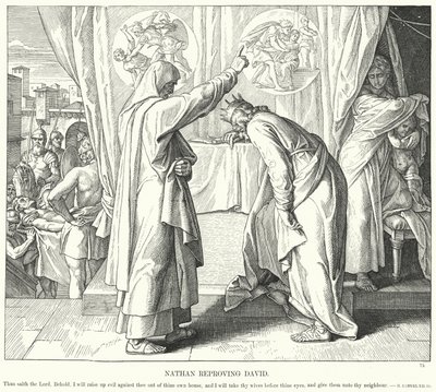 Nathan upominający Dawida (rycina) autorstwa Julius (after) Schnorr von Carolsfeld