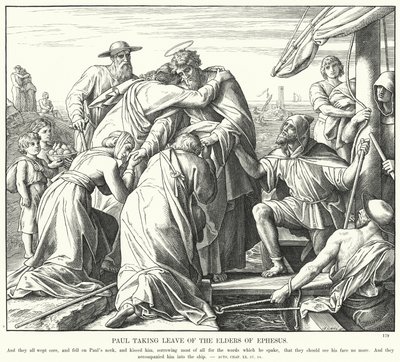 Paweł pożegnalny ze starszymi Efezu (rycina) autorstwa Julius (after) Schnorr von Carolsfeld