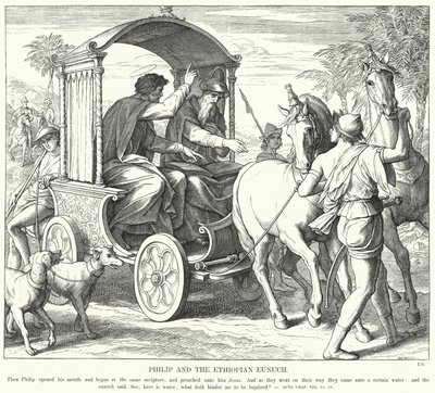 Filip i etiopski eunuch (grafika) autorstwa Julius (after) Schnorr von Carolsfeld