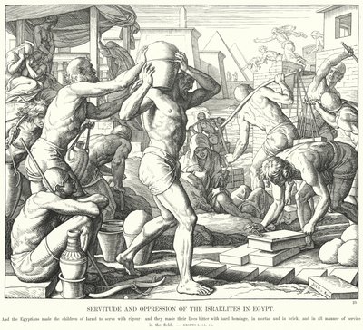 Niewola i ucisk Izraelitów w Egipcie (rycina) autorstwa Julius (after) Schnorr von Carolsfeld