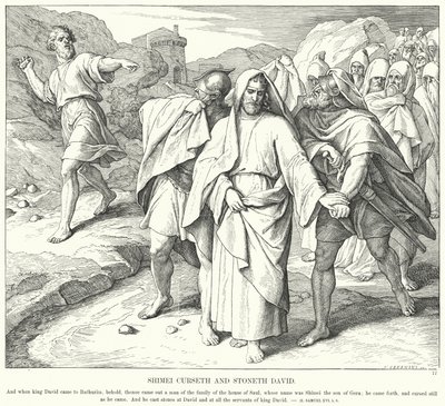 Shimei Curseth i Stoneth David (rycina) autorstwa Julius (after) Schnorr von Carolsfeld