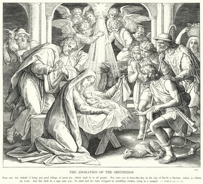 Adoracja pasterzy (rycina) autorstwa Julius (after) Schnorr von Carolsfeld