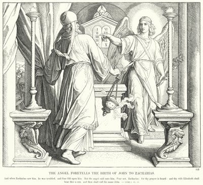 Anioł przepowiada Zachariaszowi narodziny Jana (rycina) autorstwa Julius (after) Schnorr von Carolsfeld