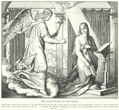 Zwiastowanie Dziewicy (rycina) autorstwa Julius (after) Schnorr von Carolsfeld