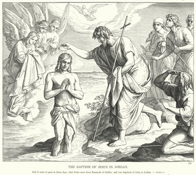 Chrzest Jezusa w Jordanie (rycina) autorstwa Julius (after) Schnorr von Carolsfeld