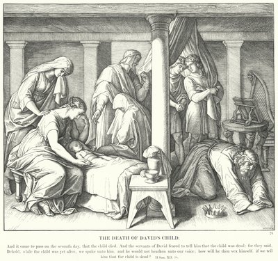 Śmierć dziecka Dawida (rycina) autorstwa Julius (after) Schnorr von Carolsfeld