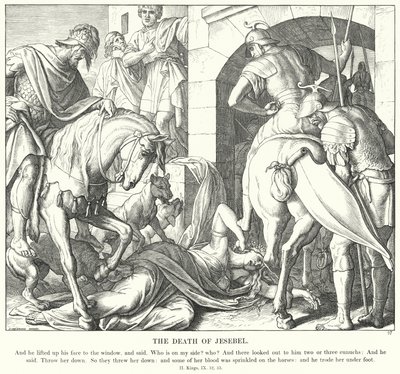 Śmierć Jesebel (rycina) autorstwa Julius (after) Schnorr von Carolsfeld