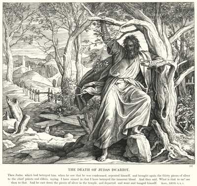 Śmierć Judasza Iskarioty (rycina) autorstwa Julius (after) Schnorr von Carolsfeld
