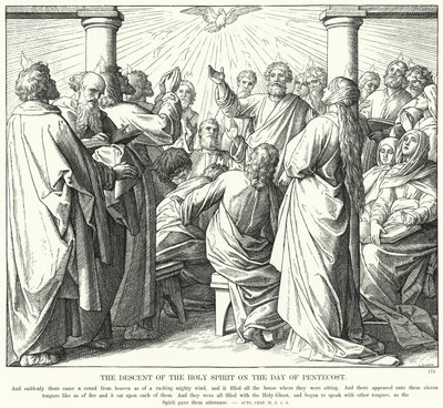 Zejście Ducha Świętego w dniu Pięćdziesiątnicy (rycina) autorstwa Julius (after) Schnorr von Carolsfeld