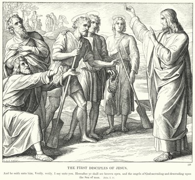 Pierwsi uczniowie Jezusa (rycina) autorstwa Julius (after) Schnorr von Carolsfeld