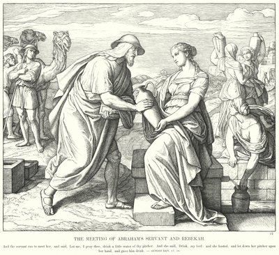 Spotkanie sługi Abrahama i Rebeki (rycina) autorstwa Julius (after) Schnorr von Carolsfeld