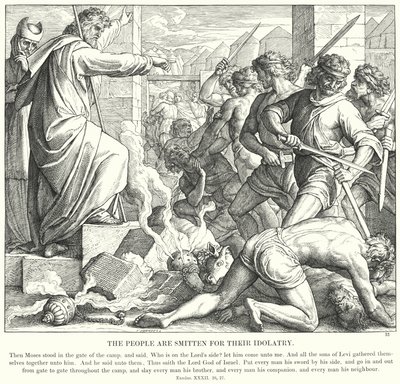 Lud jest urażony za bałwochwalstwo (rycina) autorstwa Julius (after) Schnorr von Carolsfeld