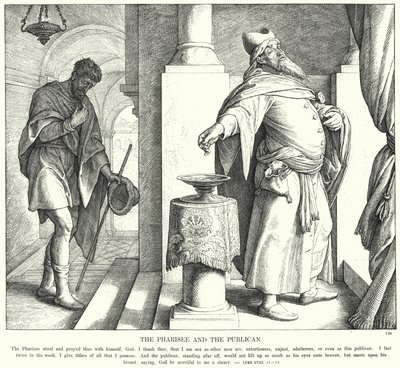 Faryzeusz i celnik (rycina) autorstwa Julius (after) Schnorr von Carolsfeld