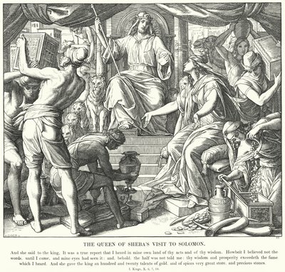 Wizyta królowej Saby u Salomona (rycina) autorstwa Julius (after) Schnorr von Carolsfeld