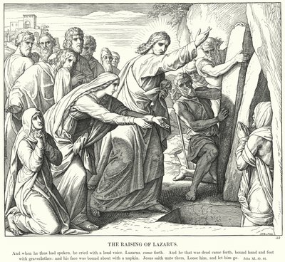 Wskrzeszenie Łazarza (rycina) autorstwa Julius (after) Schnorr von Carolsfeld