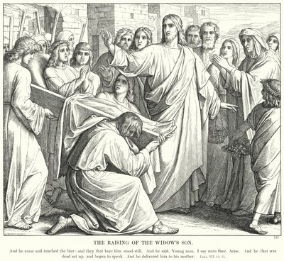 Wskrzeszenie syna wdowy (rycina) autorstwa Julius (after) Schnorr von Carolsfeld