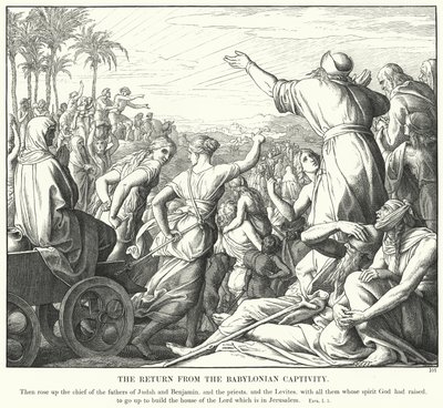 Powrót z niewoli babilońskiej (rycina) autorstwa Julius (after) Schnorr von Carolsfeld