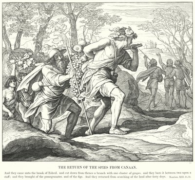 Powrót szpiegów z Kanaanu (rycina) autorstwa Julius (after) Schnorr von Carolsfeld