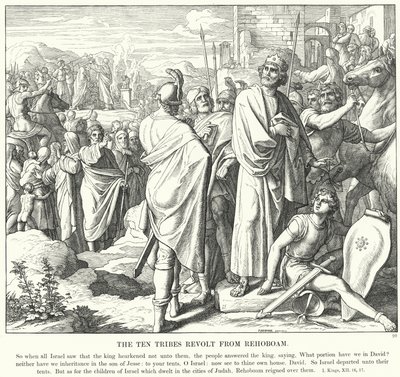Rewolta dziesięciu plemion z Rechoboama (rycina) autorstwa Julius (after) Schnorr von Carolsfeld