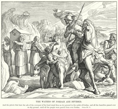 Wody Jordanu są podzielone (rycina) autorstwa Julius (after) Schnorr von Carolsfeld