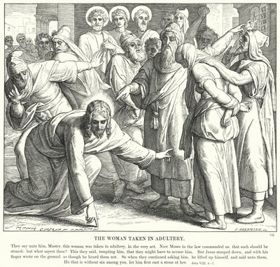 Kobieta przyłapana na cudzołóstwie (rycina) autorstwa Julius (after) Schnorr von Carolsfeld