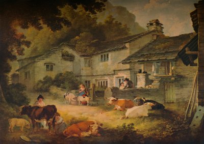 Sceneria domków z bydłem, w Ambleside, 1803 autorstwa Julius Caesar Ibbetson