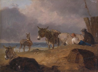Osły i postacie na plaży autorstwa Julius Caesar Ibbetson