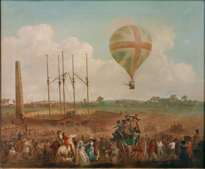 George Biggins Aufstieg w Lunardis Ballon autorstwa Julius Caesar Ibbetson