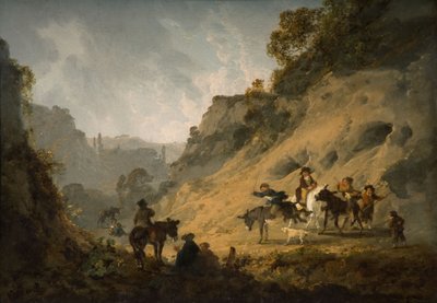 Cyganie z wyścigiem osłów, 1792 autorstwa Julius Caesar Ibbetson