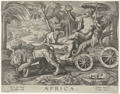 Afryka Afryka (tytuł na obiekcie) Cztery kontynenty (tytuł serii) autorstwa Julius Goltzius
