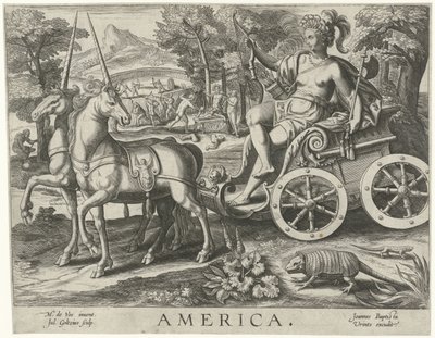 Ameryka Ameryka (tytuł na obiekcie) Cztery kontynenty (tytuł serii) autorstwa Julius Goltzius