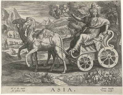 Azja Azja (tytuł na obiekcie) Cztery kontynenty (tytuł serii) autorstwa Julius Goltzius