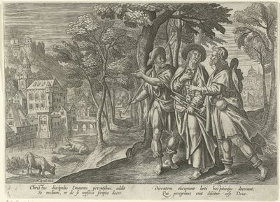 Emaus-goers Objawienia Chrystusa po śmierci (tytuł serii) autorstwa Julius Goltzius