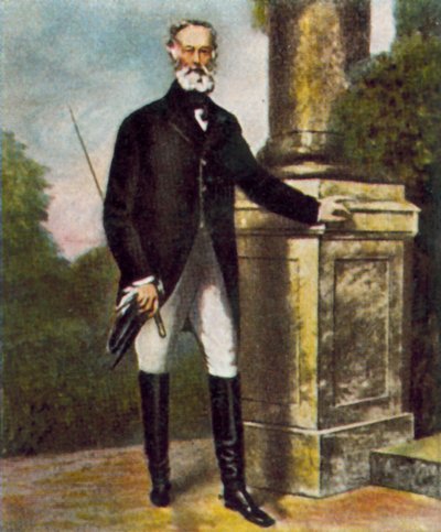 Alfred Krupp, niemiecki przemysłowiec (kolorowa litografia) autorstwa Julius Grun