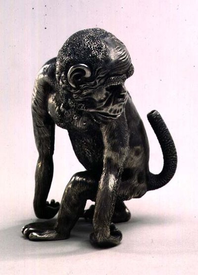 Figura małpy wykonana dla Faberge, ok. 1896-1908 (srebro) autorstwa Julius Rappoport